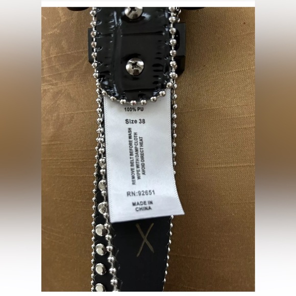Industrial Indigo Black Rhinestone Studded Belt Unisex MWT Size 42 (Size XL) - Picture 12 of 12